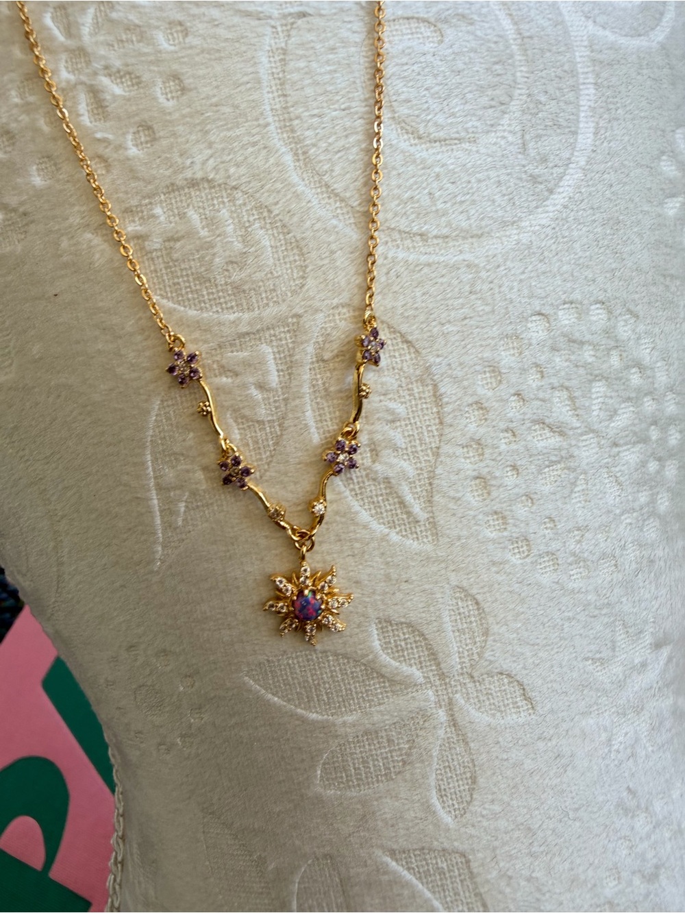 Gold-Plated Floral Pendant Necklace Girls Crew Rapunzel Disney